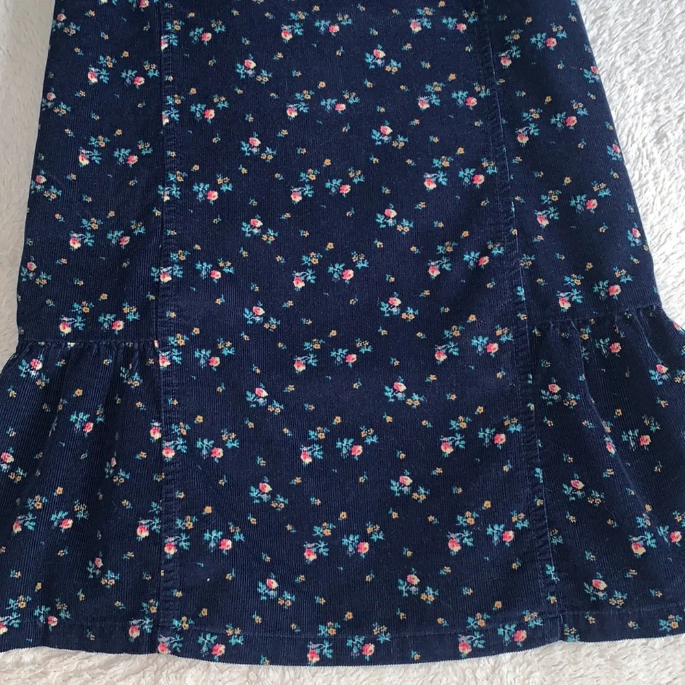 GAP Girls Navy Blue Floral Floral Jumper Dress EUC Corduroy 4